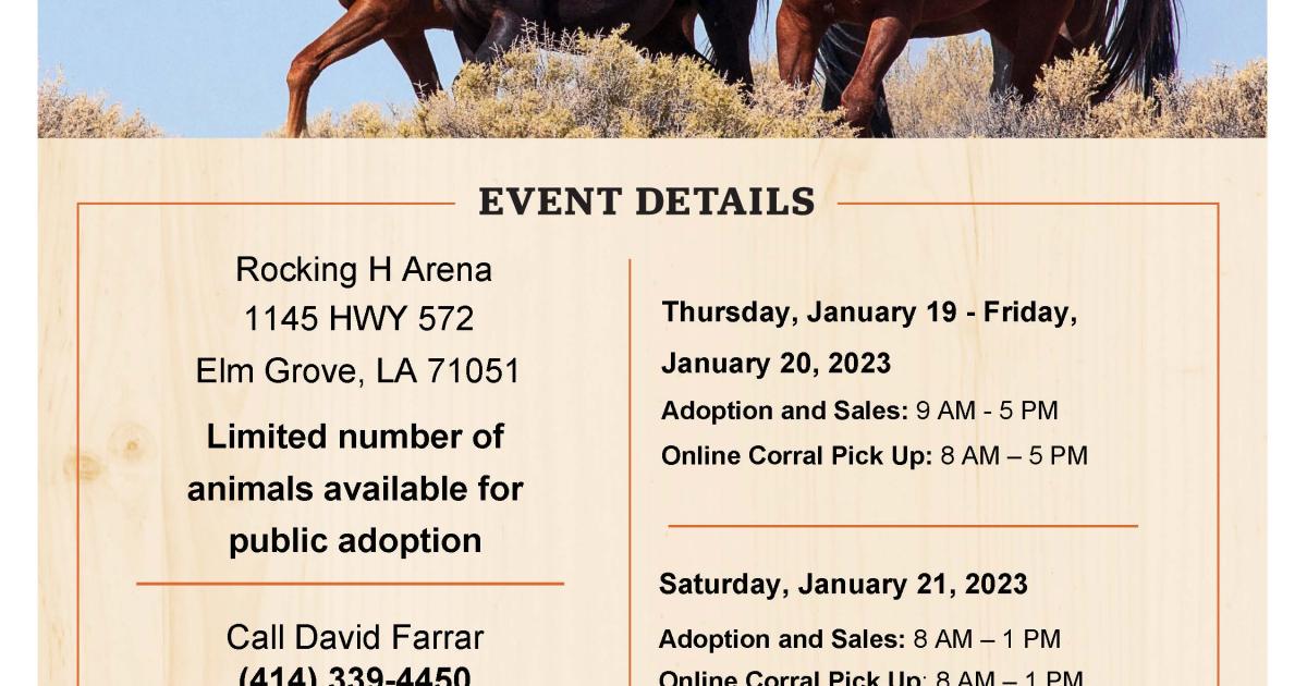 BLM to host Wild Horse and Burro Event in Elm Grove, Louisiana Bureau of Land Management